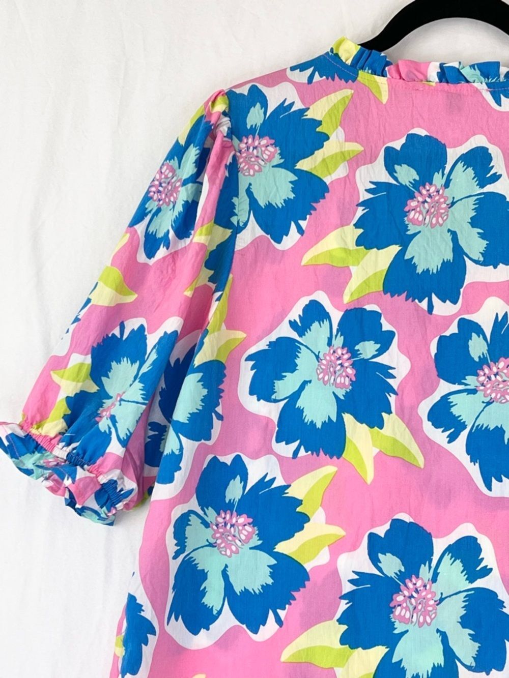 NWT Michelle McDowell Malia Sea FLower Pink Blouse Sz L Colorful Spring Casual - Picture 10 of 13